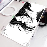 Black and White Anime Girl Table Mat Large Mouse Pad Office Keyboard Edge Locking Desk Mat Gaming Accessories Non-slip Mousepad