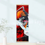 Chainsaw Man Anime Poster Wooden-framed Scroll Painting HD Quality Wall Art Retro Posters for Home Room Wall Decor