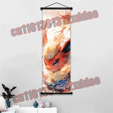 Pokemon Anime Poster Scroll Painting, Pikachu, Charizard, Eevee, Gengar, Mewtwo, Room Art White Canvas Painting Wall Decoration