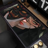 Gamer Mouse Pad Oni Devil Mask Rubber Mouse Mat Anime Girls Large Gaming Mousepad Game HD Print Keyboard Pad Non-Slip Desk Mat