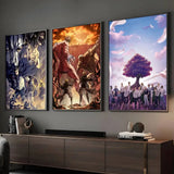 Anime Attack On Titan Poster HD Art Sticky Wall Waterproof Home Living Room Bar Decoration