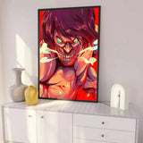 Anime A-Attack On Titan Eren Jaeger Poster Art With Prints Home Bedroom Living Room Decoration Gift