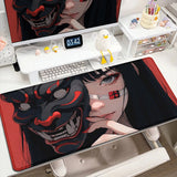 Anime Girls Samurai Oni Mask Mousepad Large Computer Gaming Accessories 400x900mm Gamer Professional Premium Mouse Mat Desk Mats