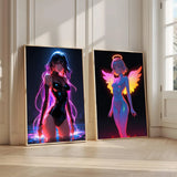 Anime Girls Canvas Painting, Hot Girl Poster Canvas Prints, Coquette Room Decor, Girly Wall Art For Home Decoration Unframed