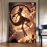 Classic Pokemon HD Canvas Painting Anime Figures Mewtwo Poster Print Watercolor Wall Art Picture Modern Home Decor Kids Gifts