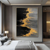 Handmade Abstract Golden Beach And Waves Texture Painting On Canvas Wall Art Hand Drawn Oil Painting For Home Living Room Decor