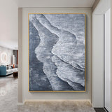 Large Abstract Handmade Oil Painting Textured Waves Modern Wall Art On Canvas Minimalist Wall Home Decoration