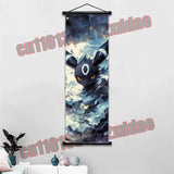 Pokemon Anime Poster Scroll Painting, Pikachu, Charizard, Eevee, Gengar, Mewtwo, Room Art White Canvas Painting Wall Decoration