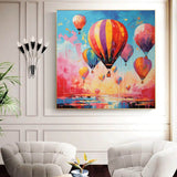 Handmade Oil Painting Canvas Wall Art Decoration Girlish Heart Romantic Hot Air Balloon Landscape Home Living Room Decor Rolled Frameless Unstretched Painting