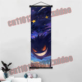 Pokemon Anime Poster Scroll Painting, Pikachu, Charizard, Eevee, Gengar, Mewtwo, Room Art White Canvas Painting Wall Decoration