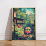 Anime Style Train Journey Canvas Poster Japanese Train Travel Natural Wall Art Poster for Modern Living Room Bedroom Home Decor