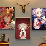 Anime My Hero Academia Himiko Toga Poster Self-adhesive Art Waterproof Paper Sticker Coffee House Bar Room Wall Decor