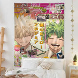 VIKAMA My Hero Academia Tapestry, Cartoon Anime Wall Hanging, Cute Home Decor for Living Room Bedroom, Large Wall Art Decor