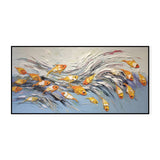Handmade Oil Painting Canvas Wall Art Decoration Animal A Group Of Cheerful Little Fish Home Living Room Decor Rolled Frameless Unstretched Painting