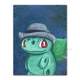 Pokmon Anime Character Pikachu Posters Van Gogh Museum Watercolor Canvas With HD Printed Wall art Pictures For Living Room Gifts