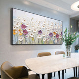 Hand-painted Abstract Knife Little White Flower Oil Painting On Canvas,Wall Art Pictures For Living Room Home Decoration