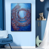 Thick Textured Knife Painted Fish Vortex Painting Handmade Abstract Oil Painting Canvas Wall Art For Home Decoration