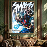 My hero academia all might anime Poster HD Waterproof Self-Adhesive Wall Art with Multi-Scene Compatibility
