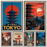 Rainy Tokyo Japanese Woodblock Tea Emple Print  Anime City Poster Wall Art Decor Gift Living Room Bedroom Decorative Pictures