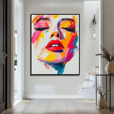 Handmade Oil Painting Canvas Wall Art Decoration Modern Abstract Knife Drawing  Human Face For Home Living Room Decor Rolled Frameless Unstretched Painting
