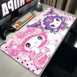 Kawaii Bow Extended Desk Mat PC Anime Sanrio Gamer Cabinet Keyboard Rug Kuromi Bunny Ears Mouse Pad Laptop Purple Skull Mousepad