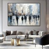 Hand-Painted Oil Painting Canvas Wall Art Decoration Abstract Street People Texture Art For Home Living Room Artwork Decor Rolled Frameless Unstretched Painting