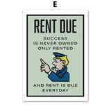 Stock Market Money Monopoly Inspirational Wall Art Canvas Painting Living Room Decor Wall Painting