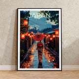 Rainy Tokyo Japanese Woodblock Tea Emple Print  Anime City Poster Wall Art Decor Gift Living Room Bedroom Decorative Pictures