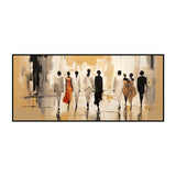 Abstract Modern People Landscape Oil Painting On Canvas Large Wall Art Walking In The Street Painting Minimalist Living Room Art