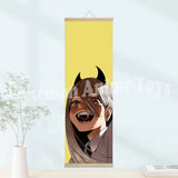Chainsaw Man Anime Poster Wooden-framed Scroll Painting HD Quality Wall Art Retro Posters for Home Room Wall Decor