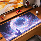 Pink Fox Mouse Mat Anime Kawaii Cute Mousepad Natural Rubber Gaming Table Pad Extra-large size Office Computer Mouse Desk Mats