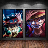 Japan Bandai Retro Anime Surrounding One Piece Luffy Art Canvas Painting Posters Print Mural Home Wall Aesthetic Room Decor