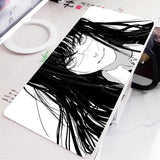 Black and White Anime Girl Table Mat Large Mouse Pad Office Keyboard Edge Locking Desk Mat Gaming Accessories Non-slip Mousepad