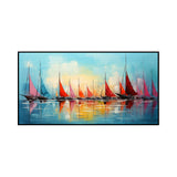Handmade Oil Painting Canvas Wall Art Decoration Contemporary Abstract Sailing Sea View Smooth Sailing Landscape Home Living Room Decor Rolled Frameless Unstretched Painting