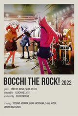 Mnaga Bocchi The Rock Poster  Aesthetic Music TV Anime Figure Canvas Print for Wall Art Kawaii Room Decor Home Decoration Perfec