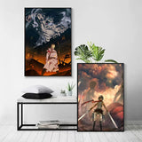 1pc Anime Attack On Titan Poster Self-adhesive Art Waterproof Paper Sticker Coffee House Bar Room Wall Decor