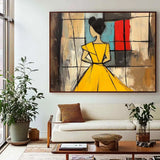 Abstract Woman  Handmade Oil Painting Large Brown Green Texture Painting Vintage Abstract People Art Wabi Sabi Wall Art