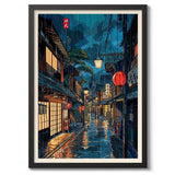 Japanese Tokyo Teahouse Cartoon Canvas Print Anime City Street Cafe Scene Wall Art Poster for Modern Living Room Home Decor Gift