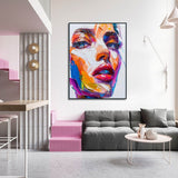 Handmade Oil Painting Canvas Wall Art Decoration Modern Abstract Knife Drawing  Human Face For Home Living Room Decor Rolled Frameless Unstretched Painting