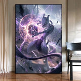 Classic Pokemon HD Canvas Painting Anime Figures Mewtwo Poster Print Watercolor Wall Art Picture Modern Home Decor Kids Gifts