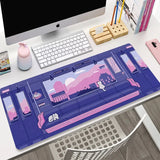 Laptop Mousepad Cute Kawaii Anime Cats Deskmat Extended Gaming Desk Mat High Quality Pink Anime Mouse Pad Gamer Keyboard