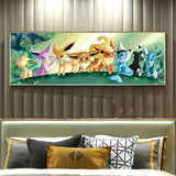 Pokemon Anime Eevee Evolution Umbreon Espeon Leafeon Canvas Painting Wall Art Poster Children Room Decor Mural Picture Cuadros