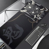Japanese Anime Black Oni Mouse Pad Game Mini PC Desk Mat Non-Slip Rubber Laptop Playmat for Office Gaming Accessories for Gamer