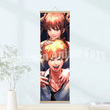Chainsaw Man Anime Poster Wooden-framed Scroll Painting HD Quality Wall Art Retro Posters for Home Room Wall Decor
