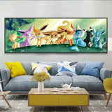 Pokemon Anime Eevee Evolution Umbreon Espeon Leafeon Canvas Painting Wall Art Poster Children Room Decor Mural Picture Cuadros