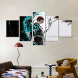 5pcs Anime Demon Slayer Kamado Tanjirou Character Canvas Wall Art Print Pictures Poster Home Decoration Room Frameless Paintings