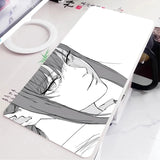 Black and White Anime Girl Table Mat Large Mouse Pad Office Keyboard Edge Locking Desk Mat Gaming Accessories Non-slip Mousepad