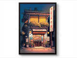 Rainy Tokyo Japanese Woodblock Tea Emple Print  Anime City Poster Wall Art Decor Gift Living Room Bedroom Decorative Pictures
