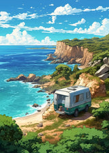 Sea Summer Landscape Bar Anime Wall Art Poster Blue Cabin Beach Forest Canvas Painting Print Picture Living Room Modern Decor