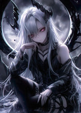 Fantasy Magical World Gothic Cool and Cute Character Aesthetics Anime Girl Canvas Painting Art for Wall Manga Game Room Decor